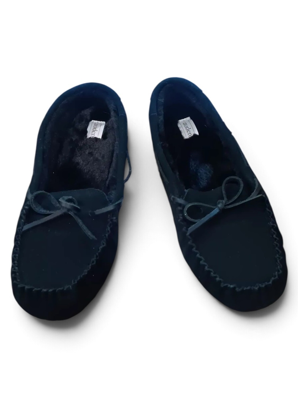 Men’s Navy Blue Fleece-Lined Moccasin Slippers